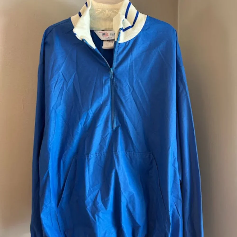 Vintage MBA Blue White 1/4 Zip‎ Lightweight Windbreaker Pullover Size X-Large